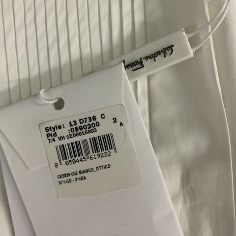 SALVATORE FERRAGAMO Size 8 White Cotton & Elastane Tuxedo Shirt