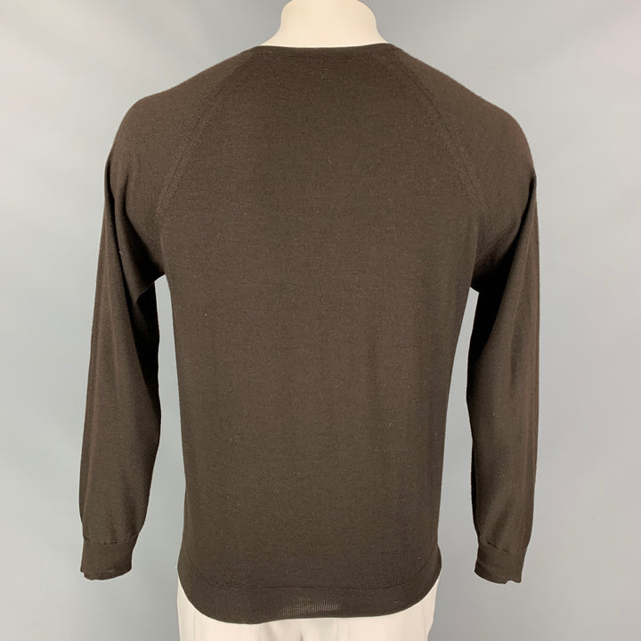 PRADA Size 44 Brown Cashmere / Silk V-Neck Pullover