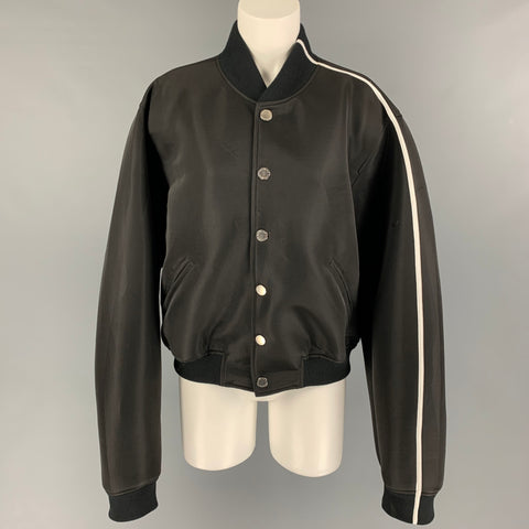 OPENING CEREMONY x Peter Do Taille XXL Noir Blanc Polyester Brillant Varsity Jacket