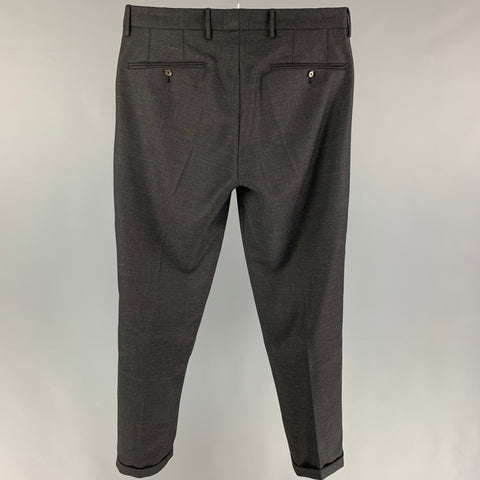 PT01 Size 30 Black Shimmery Virgin Wool Cashmere Button Fly Dress Pants
