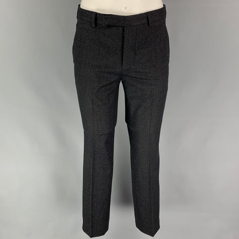 PRADA Size 38 Charcoal Wool Single Breasted Peak Lapel Suit
