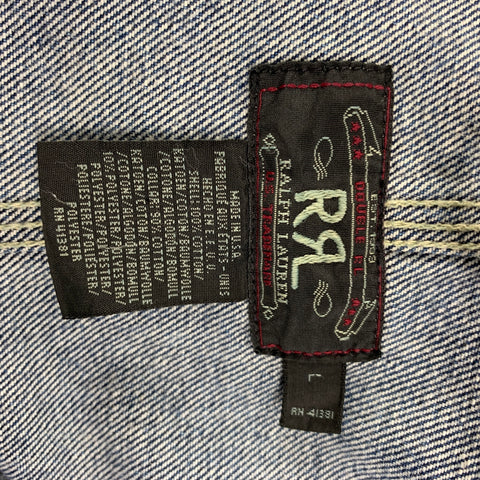 RRL by RALPH LAUREN Size L Blue Taupe Cotton Trucker Jacket