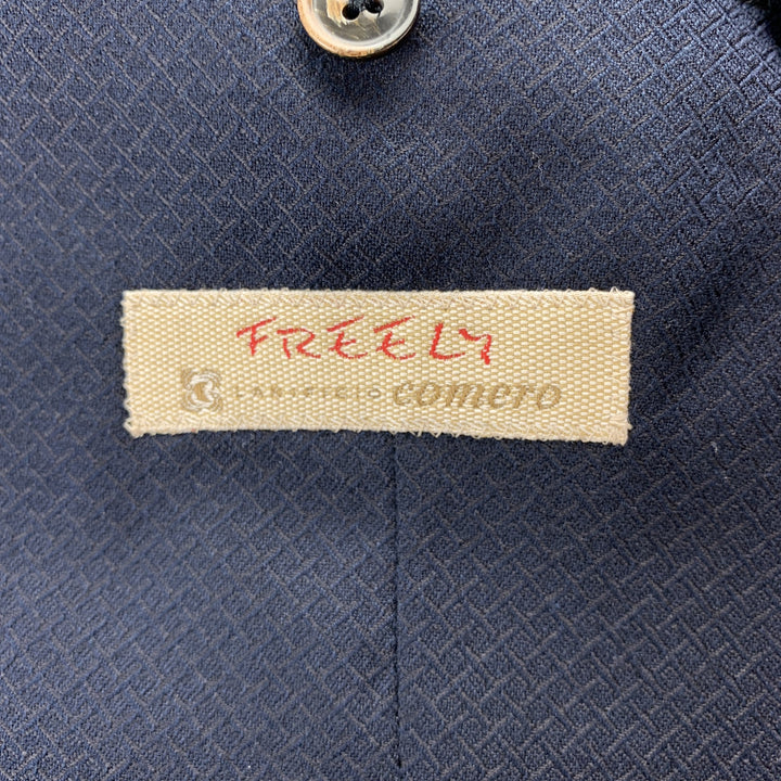 SAKS FIFTH AVENUE Taille de poitrine 44 Manteau de sport en coton / laine texturé bleu marine