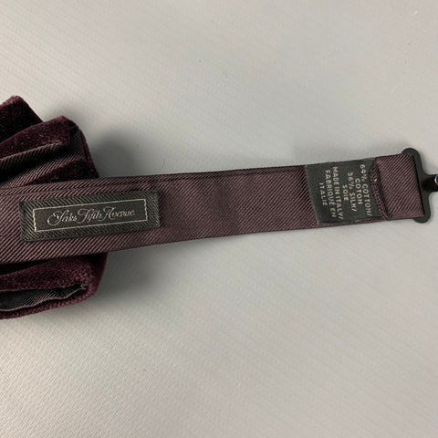SAKS FIFTH AVENUE Burgundy Cotton Silk Velvet Bow Tie