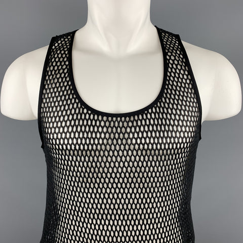 SAINT LAURENT Black Mesh Casual Tank Top