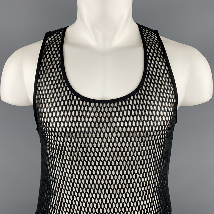 SAINT LAURENT Black Mesh Casual Tank Top