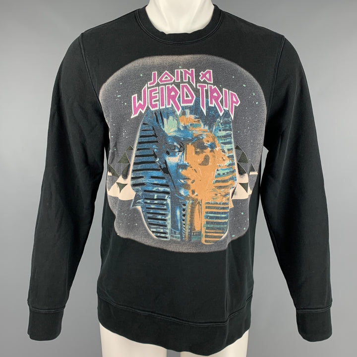 BALENCIAGA Size M Black Graphic Cotton Crew-Neck Sweatshirt
