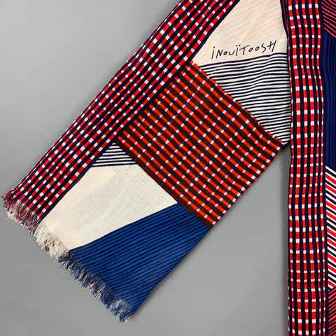 INOUITOOSH Red Blue White Stripe Cotton Scarf