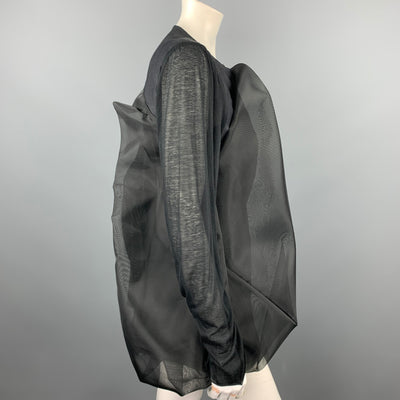RICK OWENS WALRUS S/S 17 Size 6 Black Mixed Fabrics Silk Giacca Heron Jacket