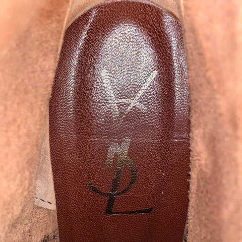 YVES SAINT LAURENT Size 7 Cognac Beige Leather Wedge Boots