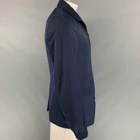 SALVATORE FERRAGAMO Size 38 Navy Polyester Zip Up Jacket