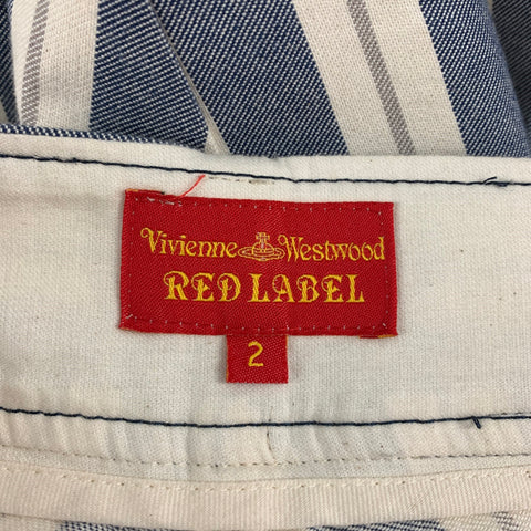 VIVIENNE WESTWOOD RED LABEL Size 2 Blue & White Stripe Asymmetrical Casual Pants