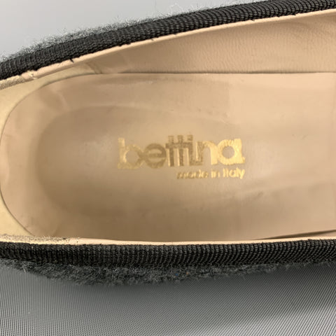 BETTINA Size 6 Charcoal Wool Bow Pumps