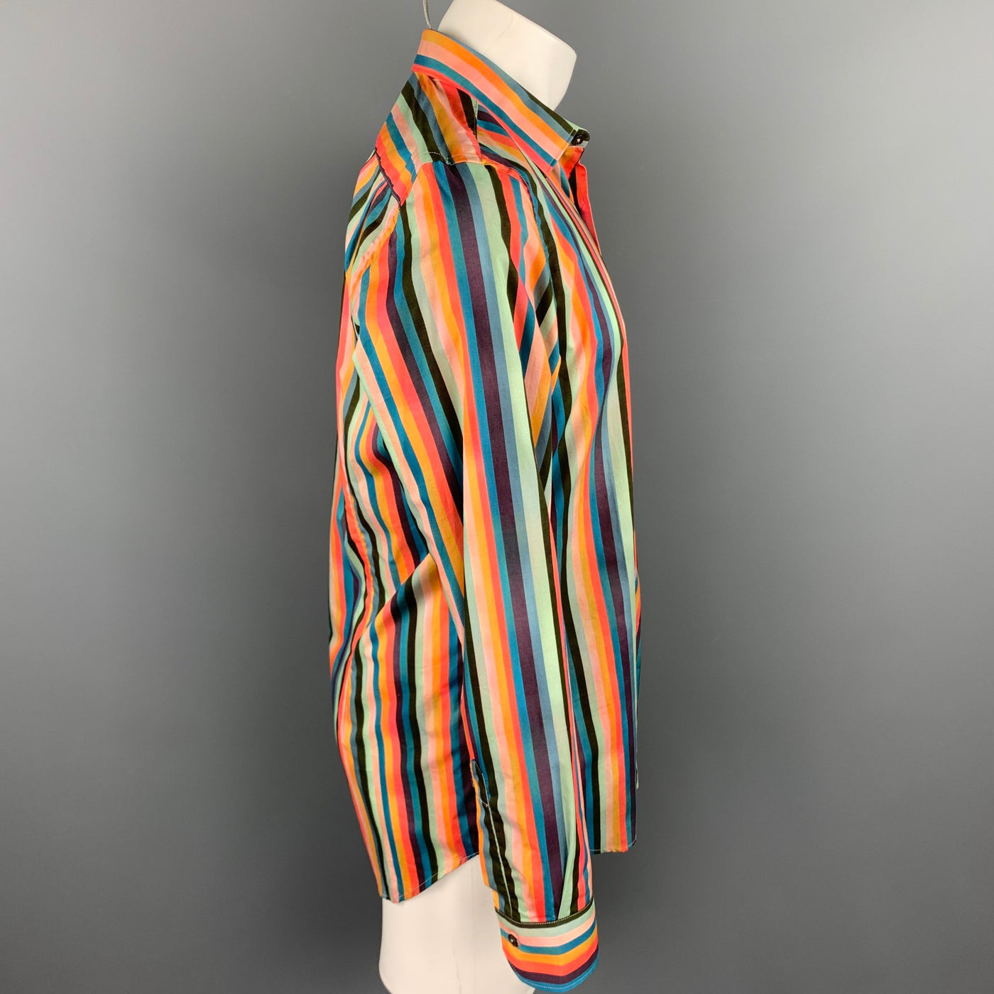 PAUL SMITH Size M Multi-Color Stripe Cotton Button Up Long Sleeve Shirt