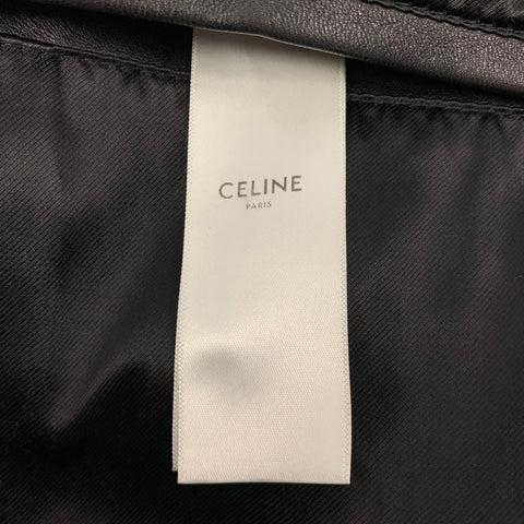 CELINE Size 6 Black Leather Motorcycle Cropped Jacket