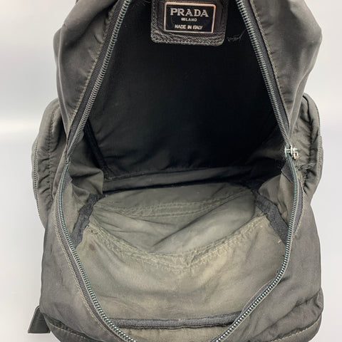 PRADA Black Nylon Zipper Pockets Backpack