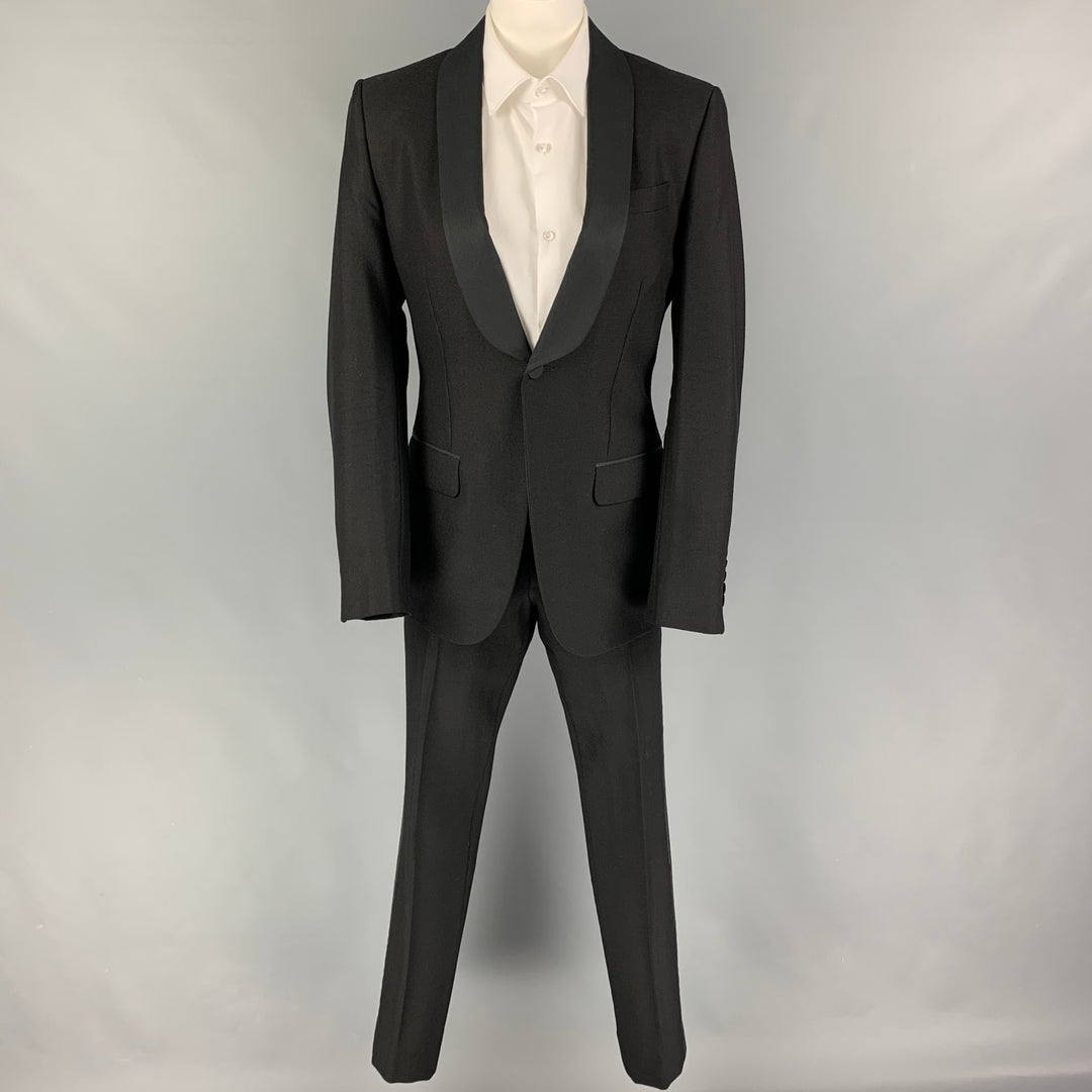 GUCCI par TOM FORD Taille 36 Costume de smoking en laine noire Mohair Notch revers