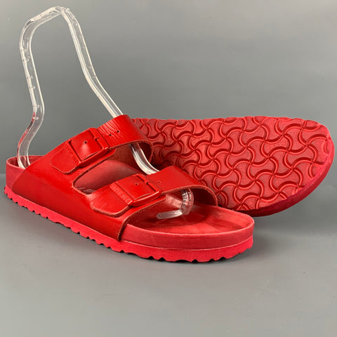 VALENTINO x BIRKENSTOCK Size 12 Red Leather Buckle Sandals
