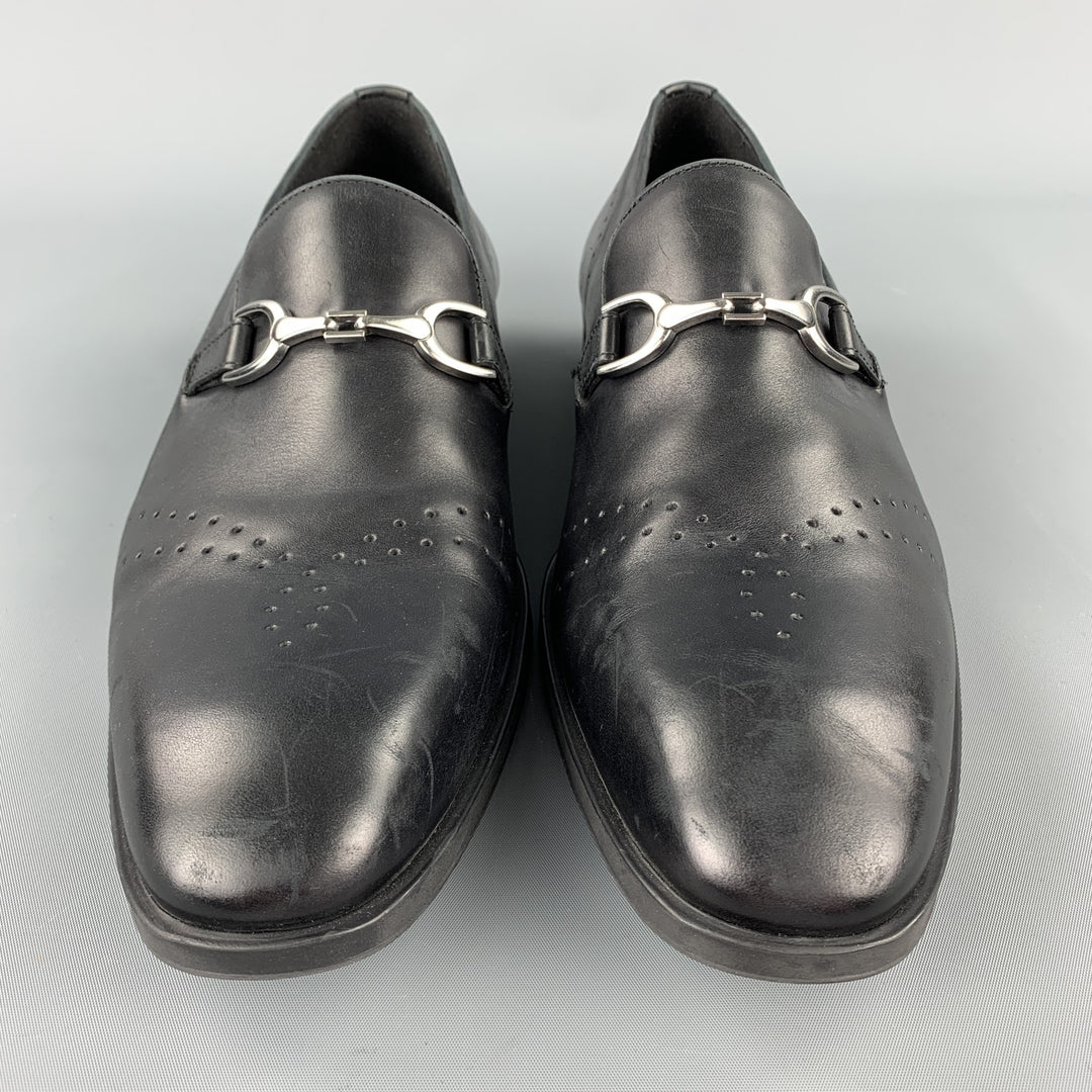 DONALD J PLINER Size 10.5 Black Leather Slip On Loafers