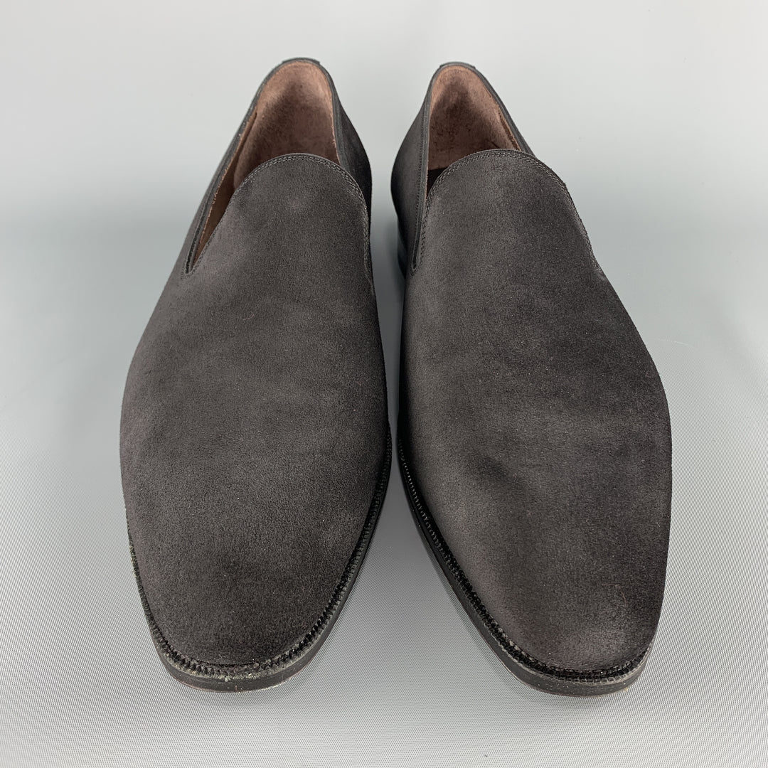 CARMINA Size 10.5 Black Suede Slip On Dress Loafers