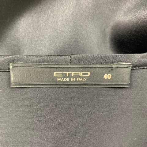 ETRO Size 4 Black Silk Ruffled Sleeveless Dress Top
