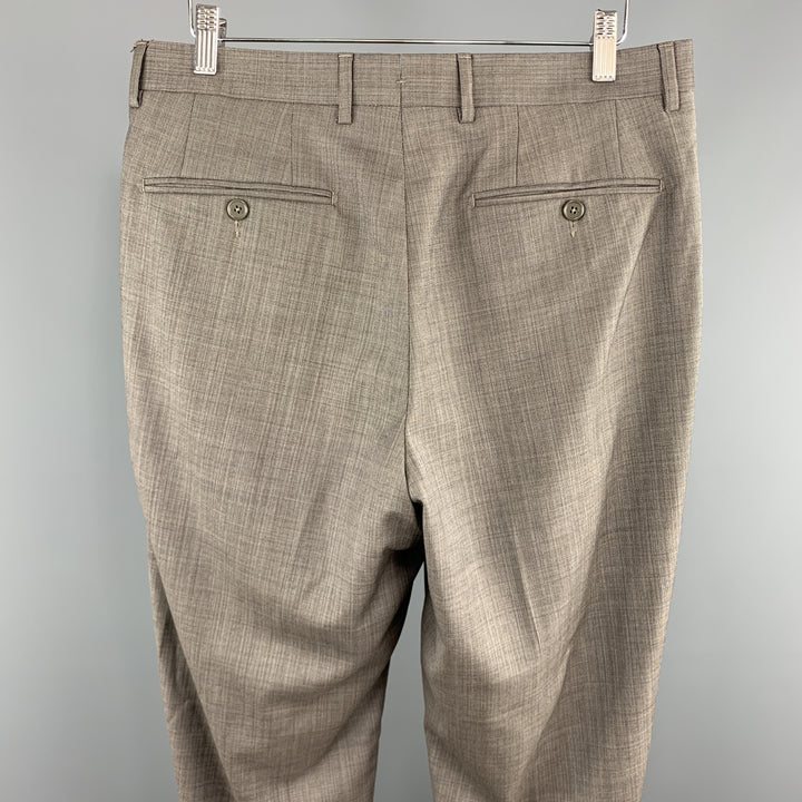 SANTORELLI Taille 33 x 35 Pantalon habillé en laine à grille taupe avec braguette zippée