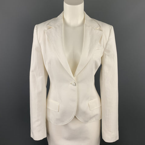 DOLCE & GABBANA Size 8 White Cotton / Flax A-Line Skirt Set
