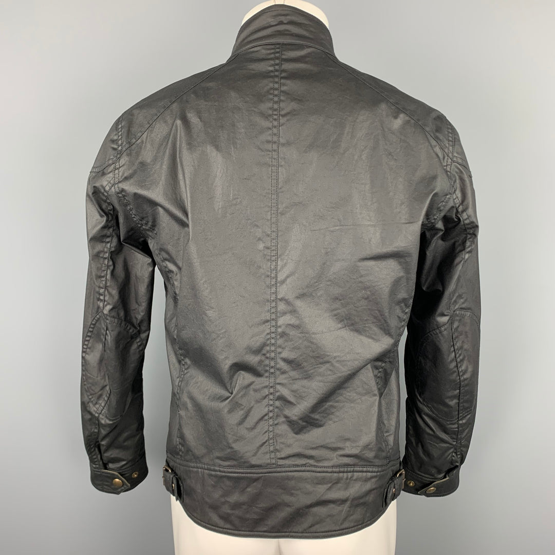 BELSTAFF Racemaser 1981 Size 38 Black Coated Cotton Zip & Snaps Jacket