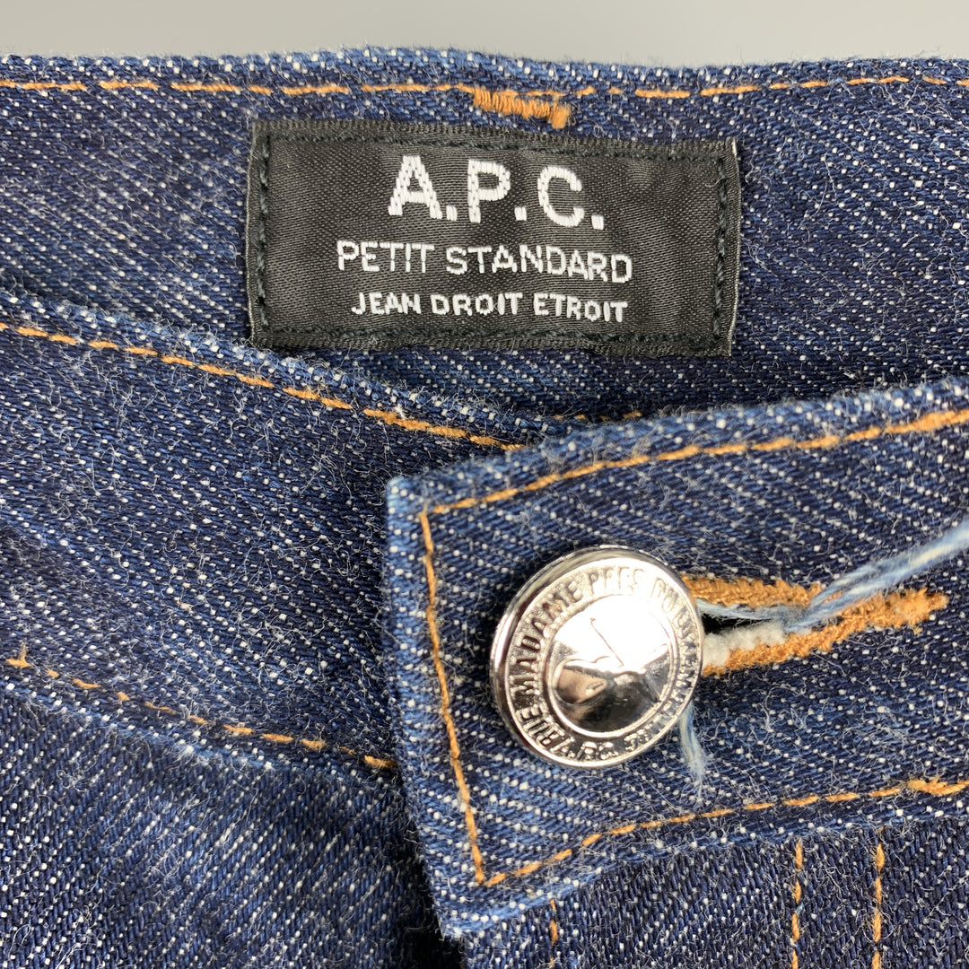 A.P.C. Size 28 Indigo Contrast Stitch Denim Button Fly Jeans