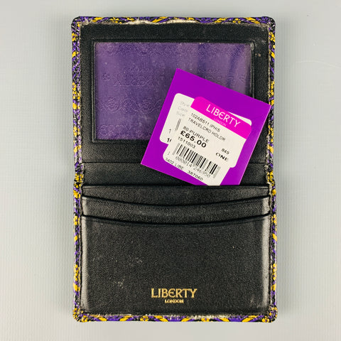 LIBERTY OF LONDON Purple Yellow Abstract Floral Leather Wallet