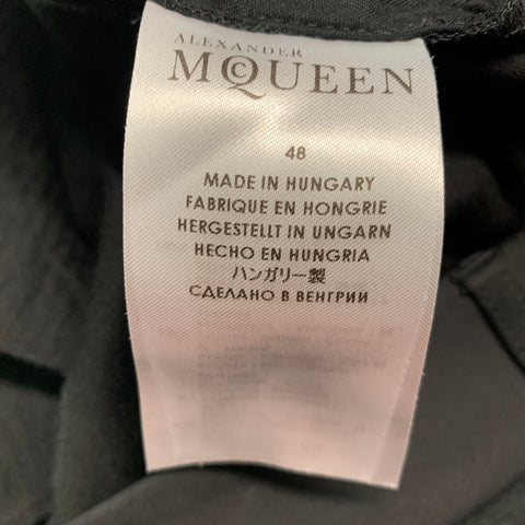 ALEXANDER MCQUEEN Talla 32 Pantalón de vestir de cachemir y algodón negro con bragueta y cremallera