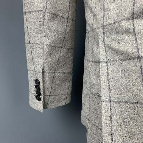PAUL SMITH The Westbourne Size 40 Regular Grey Window Pane Silk Notch Lapel Sport Coat