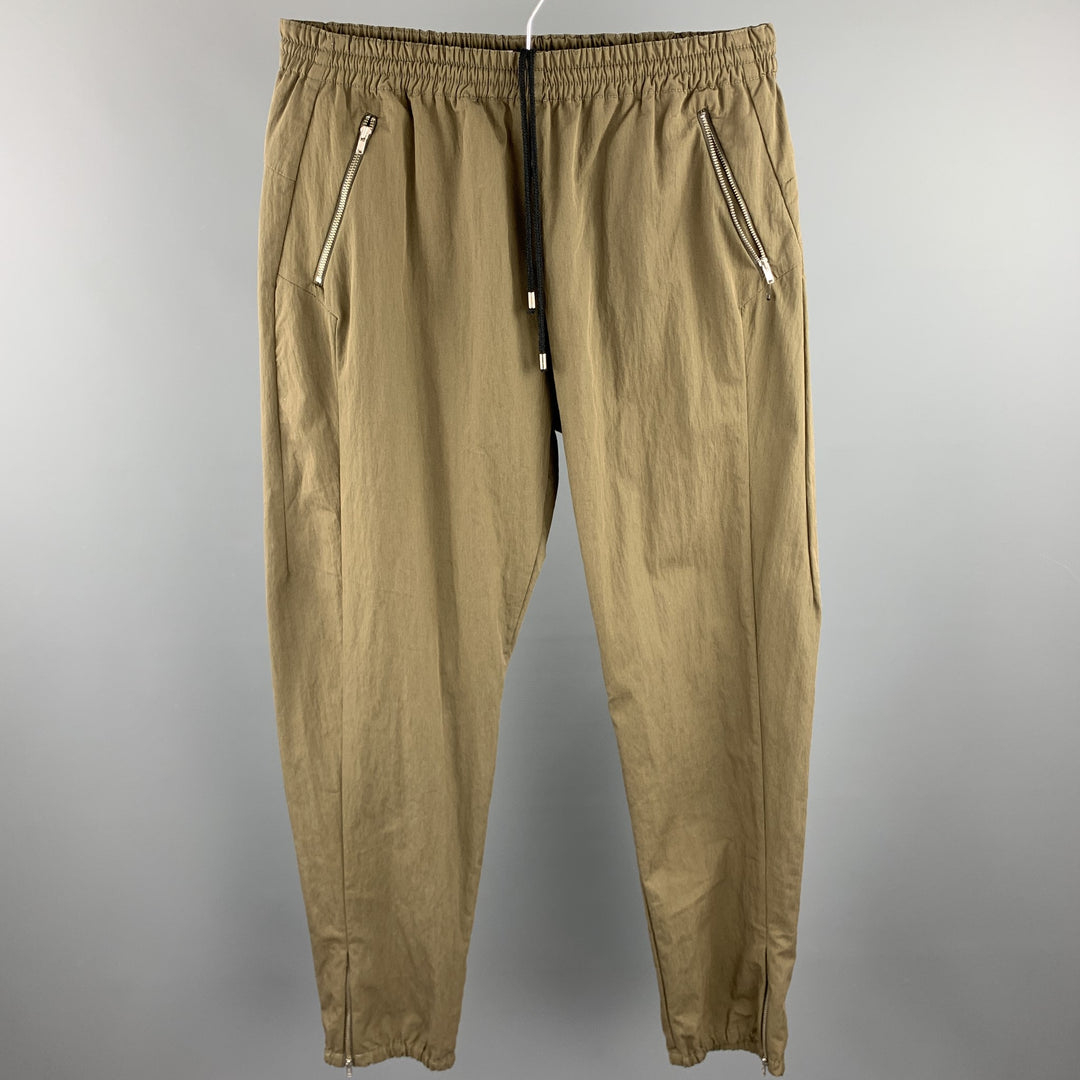 TIM COPPENS Size XL Olive Cotton / Polyamide Casual Pants