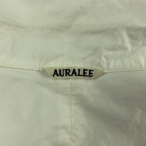 AURALEE Size L White Cotton Button Up Short Sleeve Shirt
