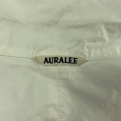AURALEE Size L White Cotton Button Up Short Sleeve Shirt