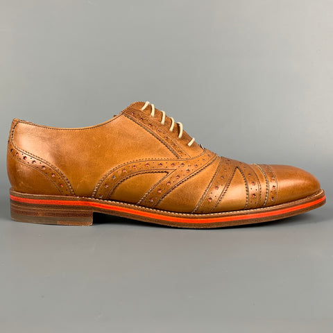VIVIENNE WESTWOOD Size 10 Tan & Orange Perforated Leather Lace Up Shoes