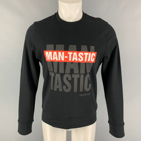 NEIL BARRETT Size S Black Red Man-Tastic Graphic Viscose Crew-Neck Sweatshirt