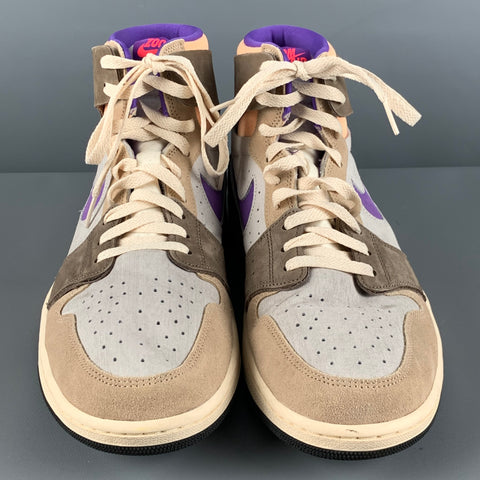 NIKE Size 12 White Multi-Color Color Block Suede High Top Sneakers