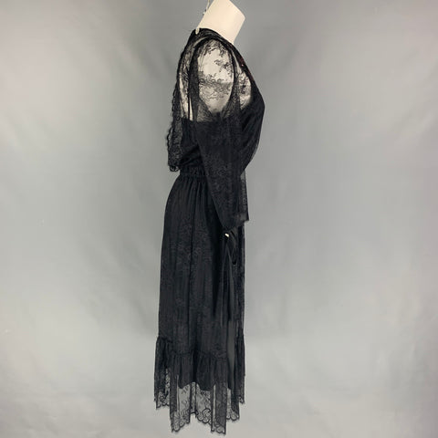 MARC JACOBS Size 4 Black Nylon Lace Sequined A-Line Dress