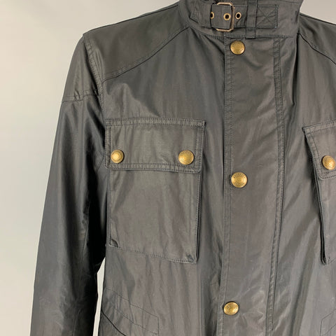 BELSTAFF Size 44 Navy Coated Cotton Utility Jacket