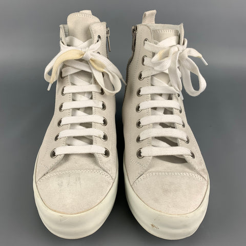 ANN DEMEULEMEESTER Size 7 Off White Suede High Top Sneakers
