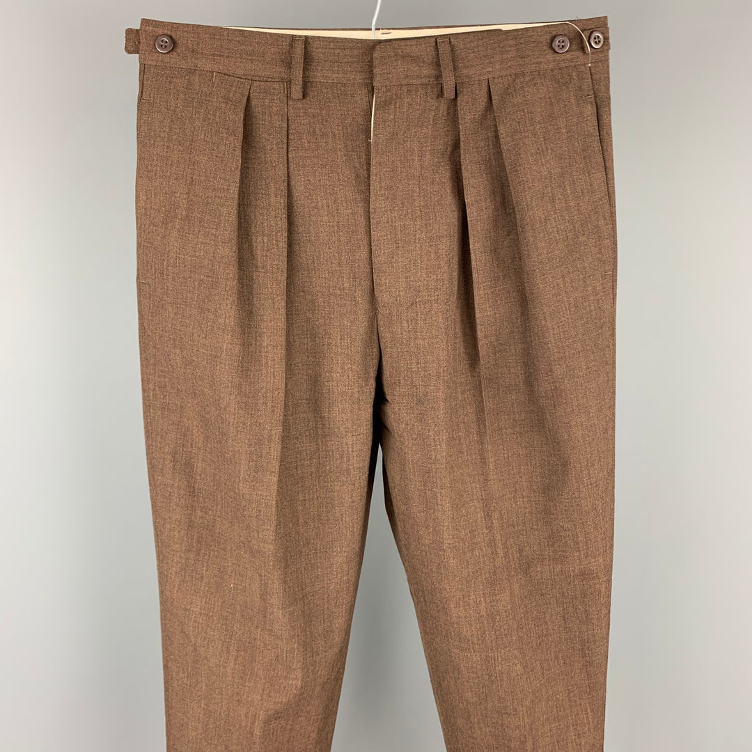 Vintage JEAN PAUL GAULTIER Size 34 Brown Wool Blend Pleated Dress Pants