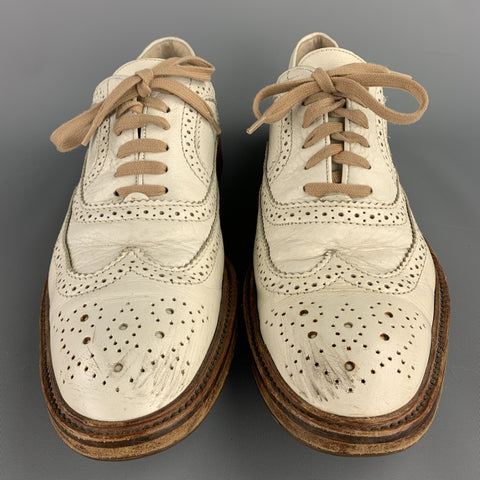 TO BOOT NY Zapatos con cordones y punta de ala de cuero perforado blanco Talla 12