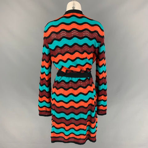 M MISSONI Size 6 Multi-Color Knitted Stripe Wool Blend Coat