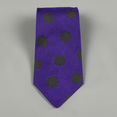 GIANNI VERSACE Purple Black Dot Silk Tie