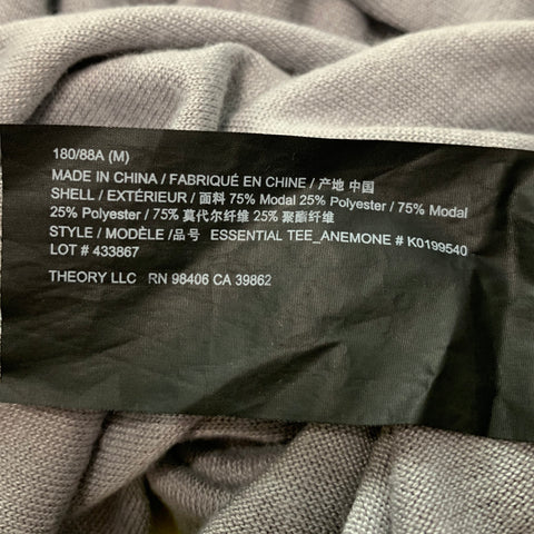 THEORY Size M Grey Modal Blend Jersey T-shirt