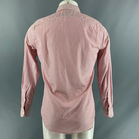 J.PRESS Size S Red & White Stripe Cotton Button Up Long Sleeve Shirt