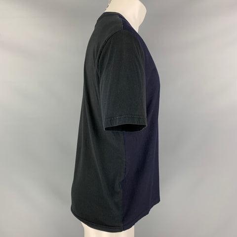 AMI Size M Navy Black Color Block Short Sleeve T-shirt