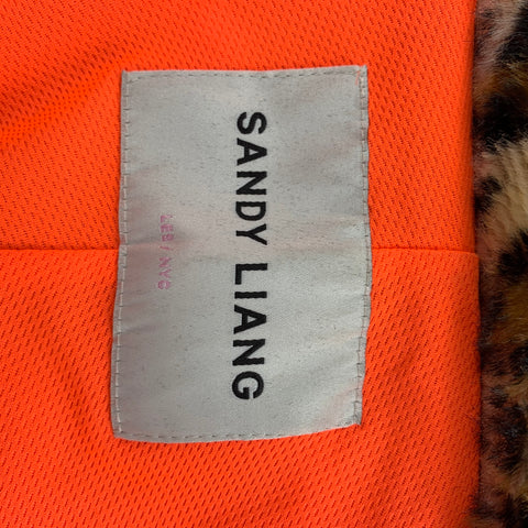 ZANDY LIANG Size XS Tan & Black Leoaprd Print Polyester Blend Dean Faux Fur Jacket