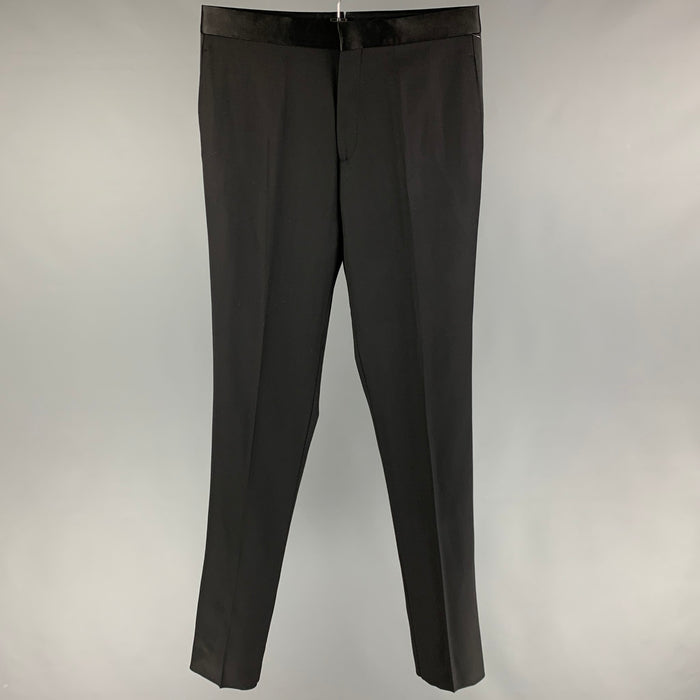 VERSACE Size 32 Black Wool Tuxedo Dress Pants